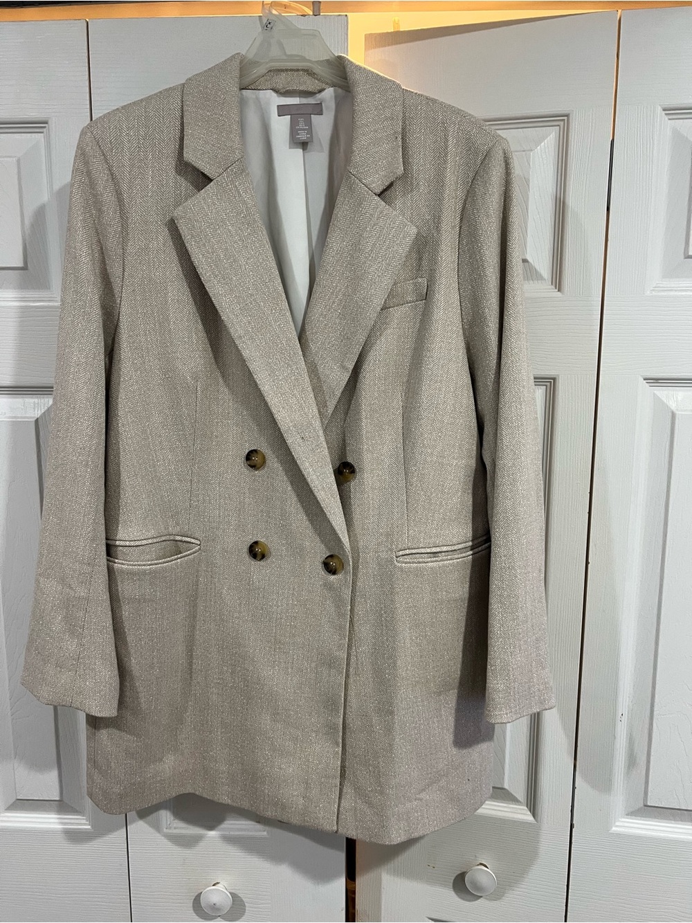 H&M Double-Breasted Beige Blazer Jacket